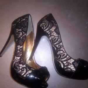 M.P.S. lace and patent leather Heels